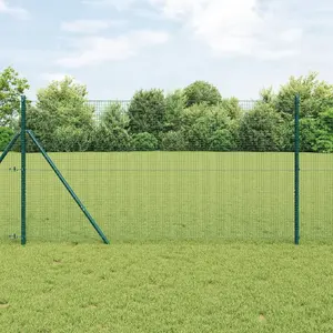 Metināta stiepļu žogs ar 13 mietiem VidaXL 1 x 50 m zaļš tērauds