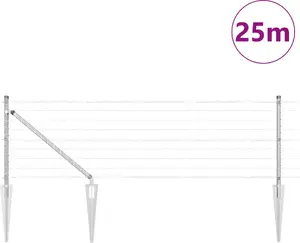 VidaXL ограждение из оцинкованной стали с 13 стойками для столбов 0,6 x 25 м