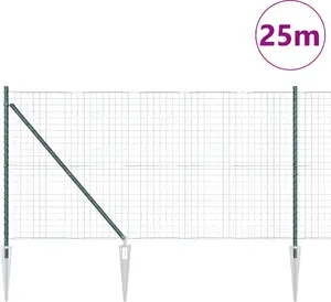 Ограждение VidaXL Euro с 13 столбами 1,2 x 25 м из оцинкованной стали зелёное