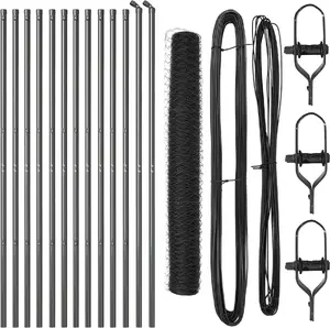 Žogs VidaXL Hexagon pelēks 1,4 x 25 m tērauds ar 13 stabiem Ø 32 mm, 190 cm cinkots tērauds