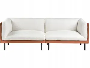 Sofa 3-seater Beliani VORGOD Złamana biel — 3-person upholstered sofa, compact design