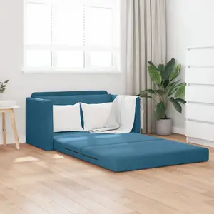 Диван-кровать 2 в 1 VidaXL модель 4106701 синий бархат 124x204x61 см