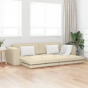 Dīvāns-gulta VidaXL 2‑1 kremkrāsas audums 245 x 150 x 60,5 cm