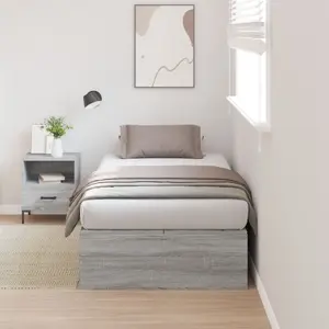 Каркас кровати с местом для хранения VidaXL 100x200 см, серый Sonoma