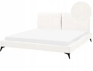 Кровать Beliani MELLE 180 x 200 см обивка букле слоновая кость