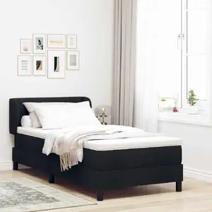 Кровать с матрасом VidaXL 100x200 см Черная ткань