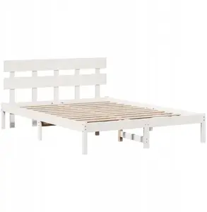 Каркас кровати с изголовьем VidaXL 160x200 см белая массив сосны