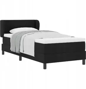 Кровать с матрасом VidaXL Box Spring черная 90x200 см ткань