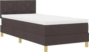 Кровать Box Spring с матрасом и LED, VidaXL, тёмно-коричневая ткань, 90x200 см