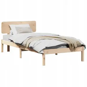 Gultas rāmja ar galvgali VidaXL 75x190 cm cietkoksnes priede