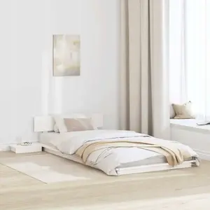 Каркас кровати с прикроватными тумбами VidaXL 90x190 см белый массив дерева