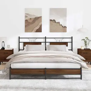 Gultas rāmja metāla VidaXL 183 x 213 cm, brūna ozola apdare, bez matracis