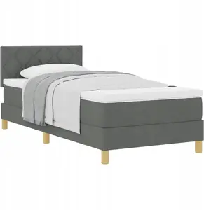 Кровать с матрасом VidaXL 90x200 см ткань темно-серый
