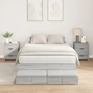 Кровать с местом для хранения VidaXL 120x190 см Серый Sonoma