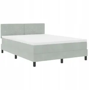 Кровать Box Spring с матрасом VidaXL 140x190 см светло-серый бархат