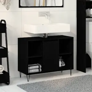 Kosmētikas galdiņš VidaXL modelis 873897, melnā ozola apdare, MDF, vidējs izmērs