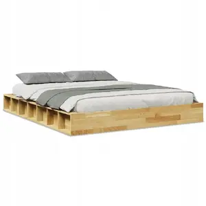 Каркас кровати VidaXL 150x200 см из массива дуба, с ламелями, без матраса