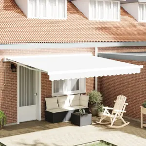 Aizsargs (markīze) VidaXL automātiska ievilcama, baltas audums nomaiņai 4×3 m rāmim (400×300 cm)
