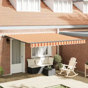 Markīze VidaXL manuāla izvēršama 400x300 cm dzeltena un oranža