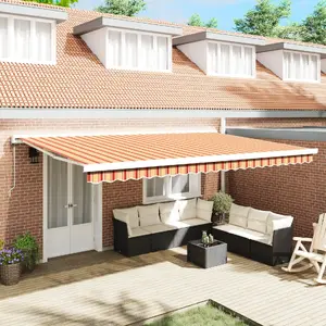 Automātiska pabīdāma markīze VidaXL 500x300 cm dzeltenā un oranžā