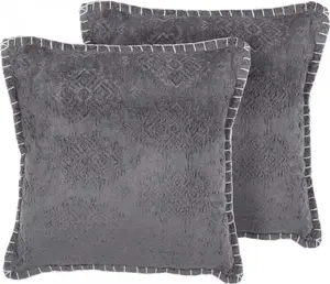 Decorative throw pillows Beliani MELUR 45 x 45 cm, set of 2, textured grey