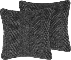 Decorative Cotton Cushions Beliani KONNI 45 x 45 cm, set of 2, embossed, grey