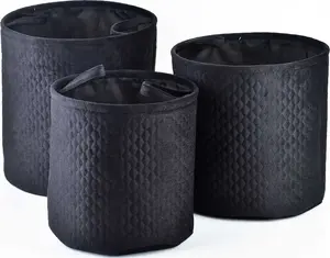 Set of 3 affek design SARA Black decorative baskets — sizes L 38×38 cm, M 34×34 cm, S 30×30 cm