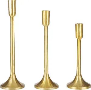 Metal Candle Holder Set (3) Beliani ZIMBABWE – Gold finish