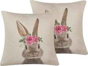 Decorative cushion set Beliani Tulipa, 2 pieces, 45 x 45 cm, grey-beige