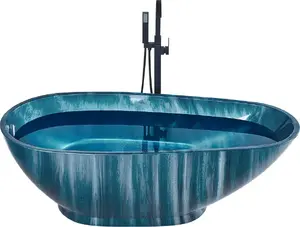 Bathtub Beliani RIOJA 170 x 80 cm granite-effect blue
