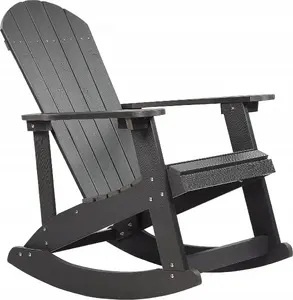 Outdoor chair Beliani ADIRONDACK MDF dark gray — wooden-style garden seating