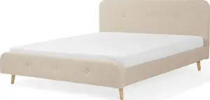 Тканевый/обитый кровать Shumee RENNES 180 x 200 см бежевый