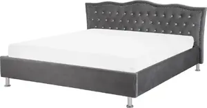 Кровать Beliani METZ 180 x 200 см темно‑серая велюровая обивка