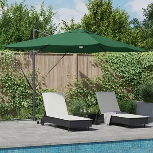 VidaXL offset cantilever parasol, green polyester canopy, metal frame, large
