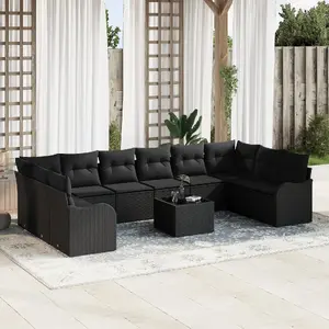 Outdoor sofa set VidaXL 11-piece with cushions, beige rattan-effect (polyrattan)