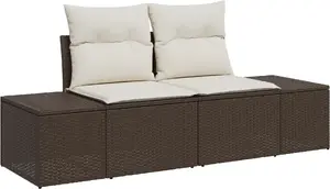 Outdoor Sofa Set VidaXL 7-piece with Cushions, Brown Poly rattan