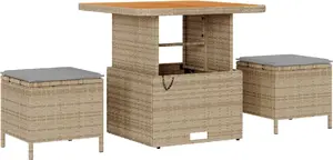 Outdoor sofa set VidaXL 13-piece with cushions, beige rattan and acacia frame
