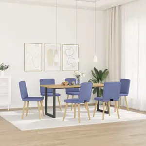 Стулья для столовой VidaXL комплект 6 шт. Джинсовый синий, ткань — 3315577