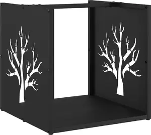 Firewood rack VidaXL model 864243 — black cold-rolled steel, outdoor/indoor wood storage