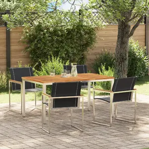 Āra ēdamgalds VidaXL 5 daļu komplekts no cietā akācijas koka 150x90x75 cm