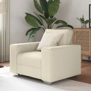 VidaXL auduma polsterēts atpūtas krēsls modelis 4105216 bēšs ar koka rāmi, standarta izmērs