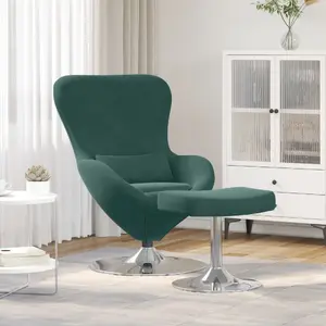 Armchair with Footstool VidaXL model 42002746, dark green velvet upholstery