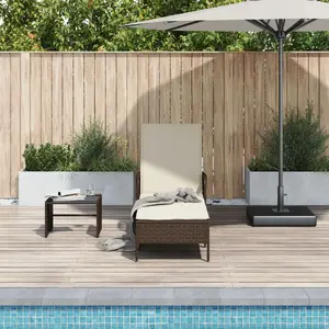 Atpūtas krēsls VidaXL modelis 365426 PE rotangs brūni-krēmīgs 157 x 55 x 92 cm salokāms