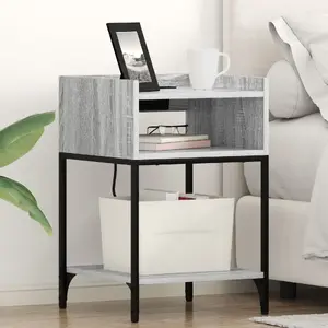 Тумбочка VidaXL модель 859476, серый дуб Сонома, с полкой для хранения, 40 x 40 x 61 см