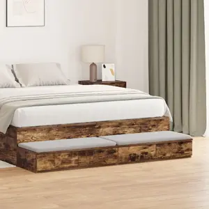 Тумба прикроватная VidaXL модель 866951 дымчатый дуб массив дуба 140 x 36.5 x 16.5 см