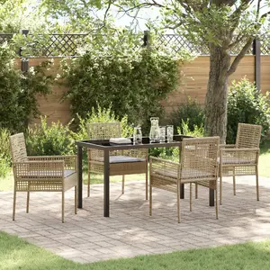 Dining set VidaXL 5-piece with cushions, beige polyrattan
