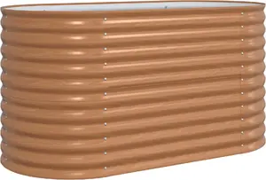 Raised Garden Bed VidaXL 160x80x81 cm Brown Wood-Effect Steel