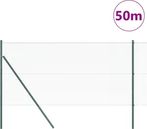 Садовое ограждение шестигранная сетка 1,2 x 50 м VidaXL, стальные столбы 13 шт., зелёное 32 мм 170 см, оцинкованная сталь
