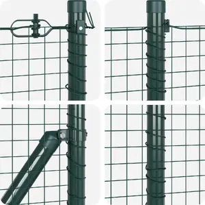 Сварная сетчатая ограда для сада VidaXL 0,5 x 50 м зелёная со 13 столбами сталь