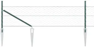 Sešstūra dārza žogs vidaXL 0.5x10 m tērauds ar 7 cinkotiem stabiņiem 32 mm x 80 cm